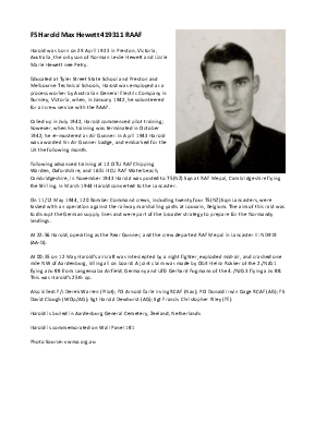 A preview of a PDF biography for Hewett, Harold Max